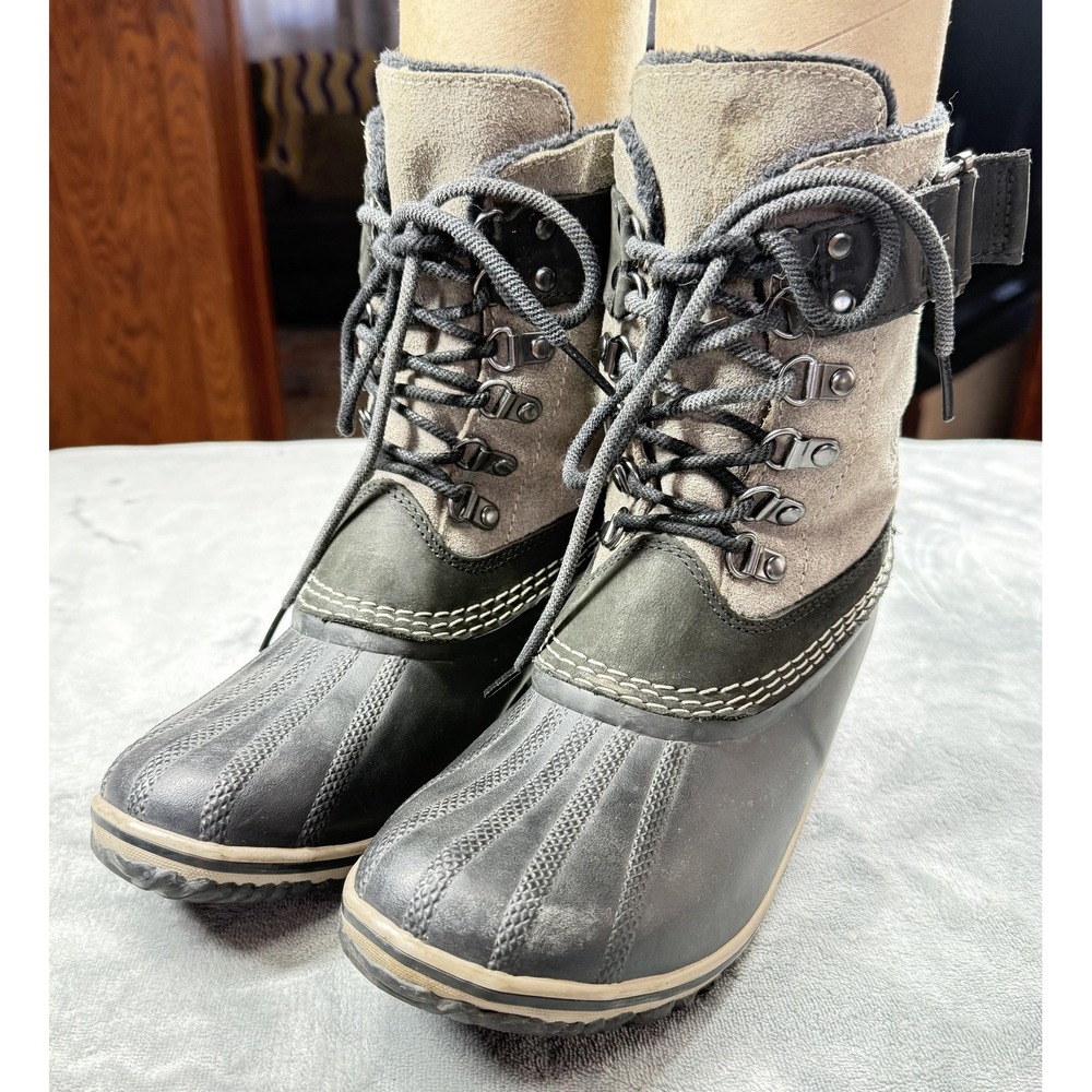 Sorel Boots Womens Size 8.5 Black‎ Waterproof Winter Snow Faux Fur NL2125-011